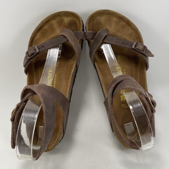 Birkenstock Yara Ankle Strap Sandals Womens Size 39 US 8-8.5 Oiled Leather Brown - Picture 5 of 10